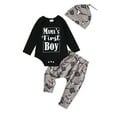 thumbnail image 1 of Gubotare Fall Outfits Baby Boy Baby Baby Cotton Bodysuit, Pant and Shoe Set 0 3 6 9 12 18 24 Months (Black,0-3 Months), 1 of 7