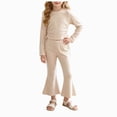 thumbnail image 1 of Gubotare Fall Outfits for Girl Toddler Girl Clothes Figure Graphic Drop Shoulder Top Pullover Print Pants Fall Winter Outfit Set 3T 4T (Beige,3-4 Years), 1 of 9