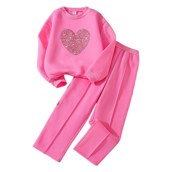 Gubotare Fall Outfits for Kids Girls Clothes Tie Dte Sweetshirt Top and Legging Pants 2PCS Girls' Clothing Sets 10-11 Years (Hot Pink,10-11 Years)