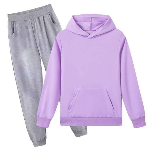 Gubotare Fall Outfits for Teens Girls 2 Piece Outfits Long Sleeve Hoodie and Leggings Clothing Set Outfits for Girls Size 11-12 (Purple,11-12 Years)