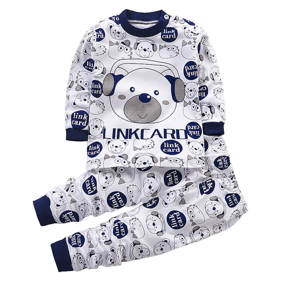 Gubotare Fall Pajamas Kids Boys Soft Breathable Baby Toddler Boys Girls Snug fit Pjs Pajamas Set Sleepwear Daily 3 6 Months (Navy,3-6 Months)