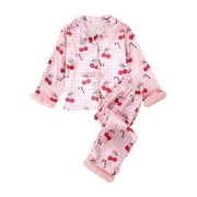 Gubotare My First Christmas Baby Girl Pajamas Kids Christmas Pajamas Toddler Girl Feather Trim Button Down Tops Pants Girls Bow Sleepwear Silk Satin Pjs Set Size 3t 4t (Red,3-4 Years)