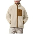 thumbnail image 1 of Gubotare Fleece Jacket Kids Boys Fleece Full-Zip Hoodie Jacket Kids Warm Hooded Fall Winter Jacket with Pockets Size 15-17,(Beige 15-17 Years), 1 of 5