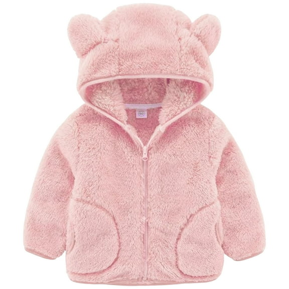 Gubotare Fleece Jacket Toddler Jacket Trendy Fleece Fuzzy Warm Cozy with Pockets Casual Soft Winter Coats Clothes Size 2T 3T,(Pink 2-3 Years)