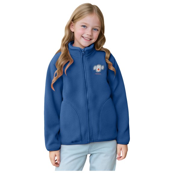 Gubotare Fleece Toddler Jacket Girls Fleece Jacket Full Zip Fall Winter Soft Coat Outwear with Pockets Size 2T 3T,(Dark Blue 2-3 Years)