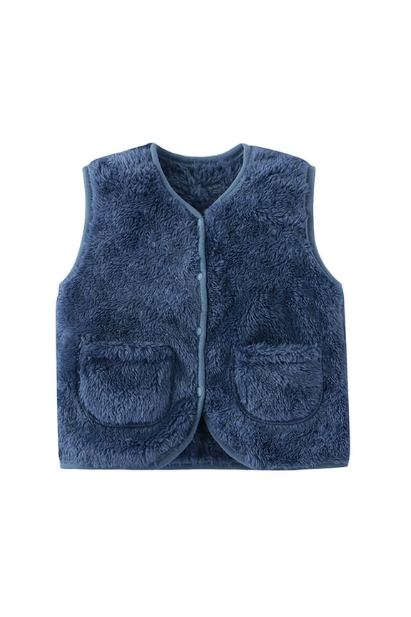 Fleece Vest Kids Toddler Girls Boys Fleece Vest Kids V-Neck Vest Jacket Lightweight Sleevless Fall Winter Warm Outerwear 1T 2T (Blue,1-2 Years)