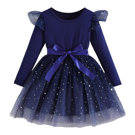 Gubotare Flower Girl Dress for Weddings Toddler Tutu Dress Little Girls Summer Tulle Party Birthday Dresses 4T 5T (Blue,4-5 Years)