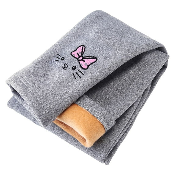 Gubotare Footless Tights for Girls Baby Fleece Lined Winter Leggings Toddler Infant Footie Basic Full Length Stretchy Thermal Fall Solid Size 4T 5T (Light Gray,4-5 Years)