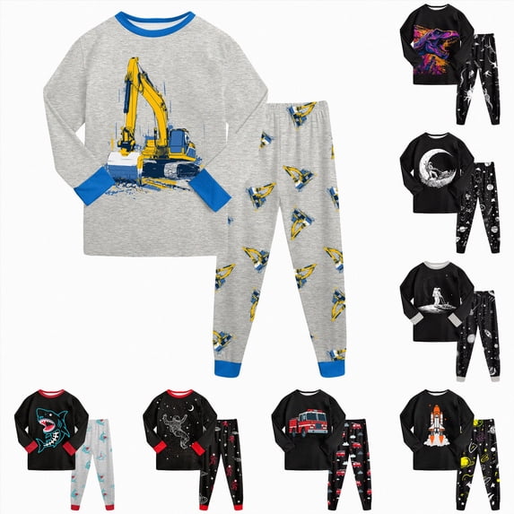 Gubotare For Kids Pjs Boy Pajama Little boy Sleepwear Cotton 100% Soft Fabric For Children Clothes (Red, 6-7 Years)