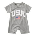 thumbnail image 1 of Gubotare Fourth of July Baby Boy Girl Outfit USA Romper Short Sleeve Jumpsuit Embroidery First 4th of July Outfit,Grey 6-12 Months, 1 of 6