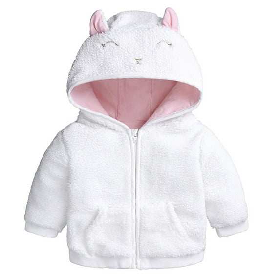 Gubotare Fur Jacket Girls Toddler Kids Fleece Jacket Boys Girls Warm Winter Coat Zipper Solid Color Outwear Clothes Size 3 6 Months (White,3-6 Months)