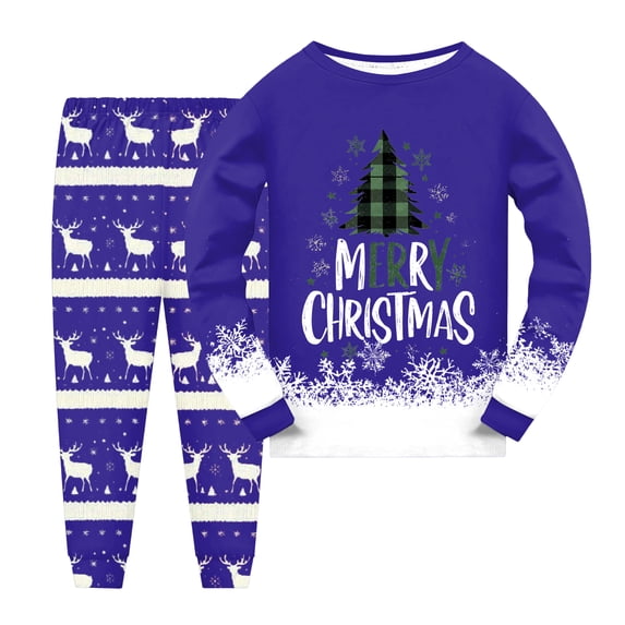 Gubotare Girl Christmas Pajamas Baby Long Sleeve Pajama Sets, Toddler Boy Girl 2-Piece Sleepwear 2T 3T (Blue,2-3 Years)