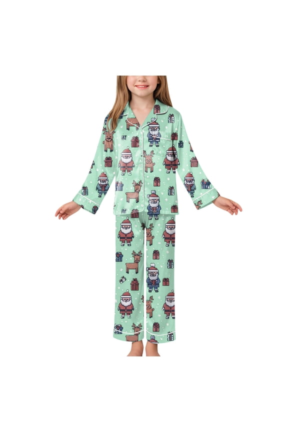 Girl Christmas Pajamas Cute Little & Big Girls Pajamas - Comfy Long Sleeves 2 PC PJS Size 7-8 (Green,7-8 Years)
