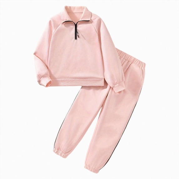 Gubotare Girl Cloths Long Sleeves Outfits Girls' Clothing Sets Solid Long Sleeve Tee Top and Flare Pants Set Size 15 (Pink,15 Years)
