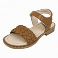 thumbnail image 1 of Gubotare Girl Dress Shoes Girls Sandals Shimmer Strapped Summer Flat Open Toe Ankle Sandals with Heel Zipper for Little Big Kids Size 1.5 (Brown,Big Kids 1.5), 1 of 7