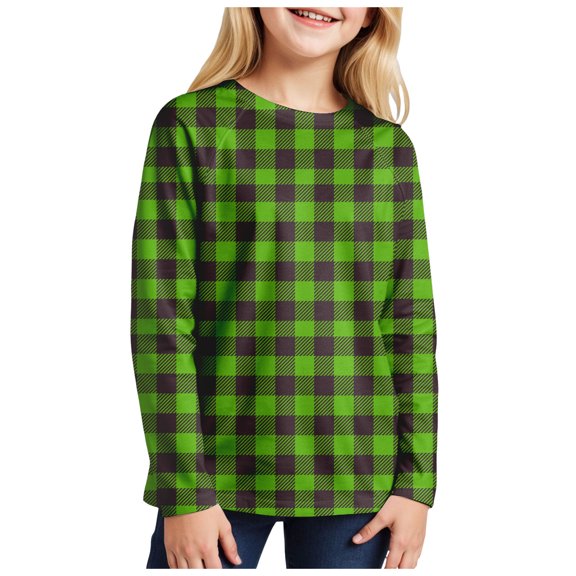 Gubotare Girl Long Sleeve Shirt Girls Long Sleeve Shirts Crew Neck T-Shirts Kids Tops Tees Girl Clothes Size 5T 6T (Green,5-6 Years)