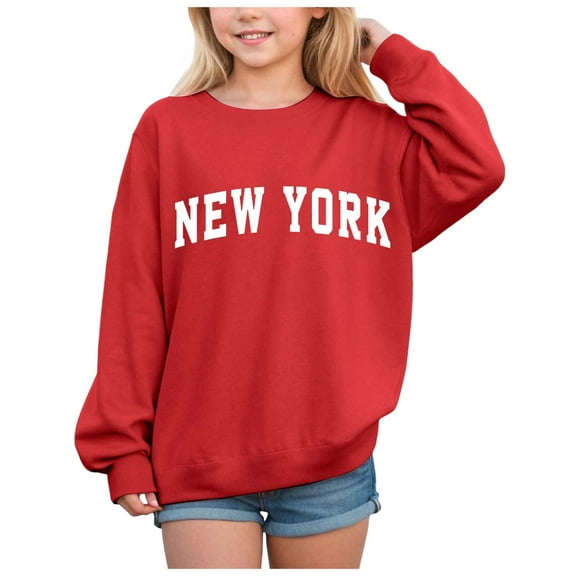 Gubotare Girl Long Sleeve Sweatshirt Girl Sweatshirts Pullover Crewneck Winter Long Sleeve Tops Shirts Size 6 (Red,6 Years)