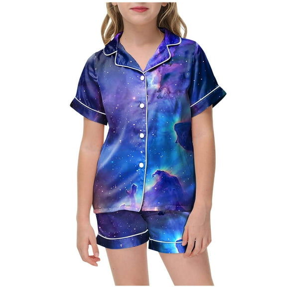 Gubotare Girl Pajama Set 2Pcs Toddler Baby Boy Girl Summer Pajamas Set Short Sleeve Shirt and Shorts,Purple 2-3 Years