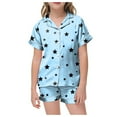 thumbnail image 1 of Gubotare Girl Pajamas Cute Pajamas for Little & Big Girls – Kids Summer Short Sleeves PJ Set (Light Blue,Size 12-13 Years), 1 of 5