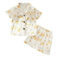 thumbnail image 1 of Gubotare Girl Pajamas Set Girls Clothes Trendy Tie Dye Pajamas 2-Piece Shirt & Shorts PJ Set,Yellow 4-5 Years, 1 of 7