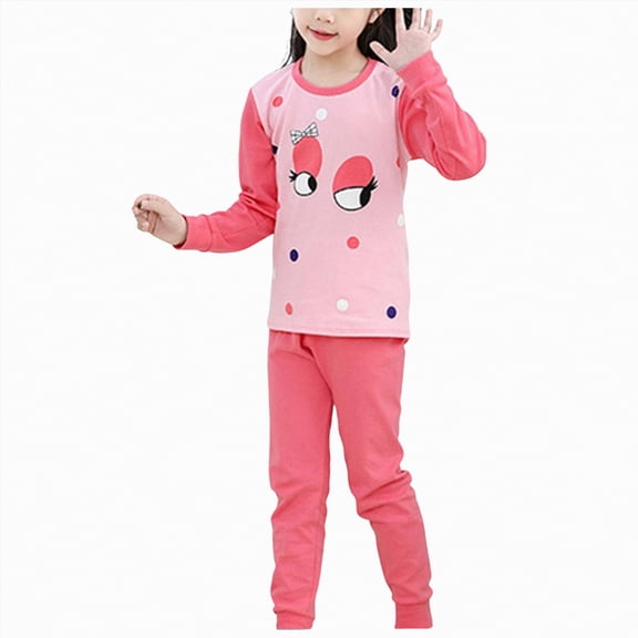 Gubotare Girl Pajamas Set Girls’ Pajama Sets 2-Piece Set Snug Fit Soft Long Sleeve Pajama Tops & Sleepwear Pants 5T 6T (Hot Pink,5-6 Years)