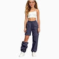 thumbnail image 1 of Gubotare Girl Pants Girl's Wide Leg Athletic Baggy Pants Drawstring Waist Track Pants 5T 6T (Navy,5-6 Years), 1 of 5
