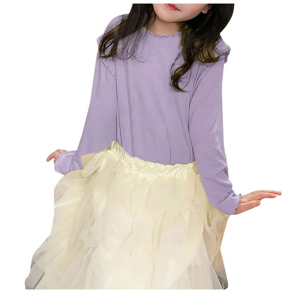 Gubotare Girl Shirt Long Sleeve Shirts for Girls Soft Long Sleeve Turtleneck Top Toddler Girl Long Sleeve Shirt Size 2T 3T (Light Purple,2-3 Years)