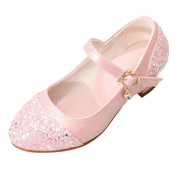 Gubotare Girl Shoes Big Kid Grils Dress Shoes Wedding Party Glitter High Heels for Little/Big Girls (Pink,Big Kids 2)