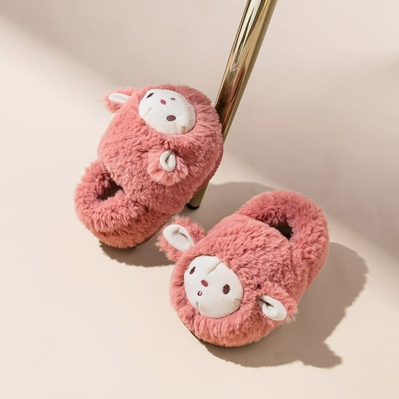Gubotare Girl Slippers Toddler Slippers Girl Boy House Slipper Kids House Slippers Warm Socks for Kids (Red,6)