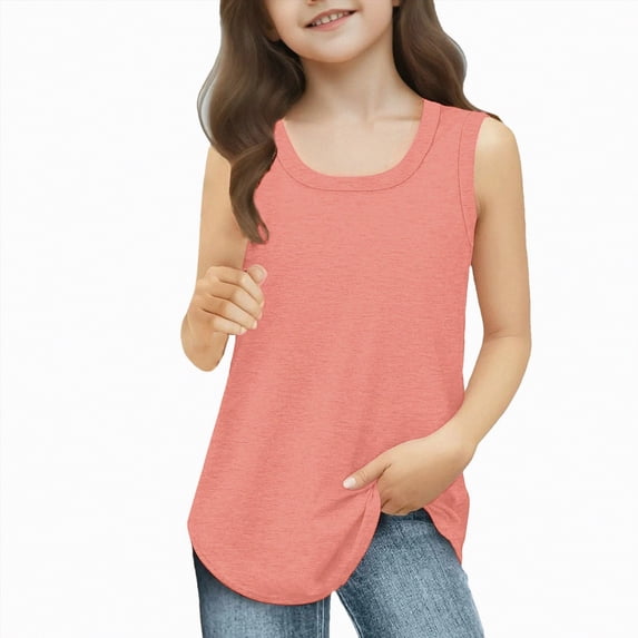 Gubotare Girl Tank Top Toddler Baby Girls Ruffle Sleeve T Shirts Kids Casual Tank Tops Girl Sleeveless Shirt Blouse 3T 4T (Pink,3-4 Years)