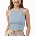 thumbnail image 1 of Gubotare Girl Tank Tops Girls Dance Tank Tops Sleeveless Racerback Athletic Shirts Dance Outfit for Ballet Gymnastics Size 9-10 (Sky Blue,9-10 Years), 1 of 4