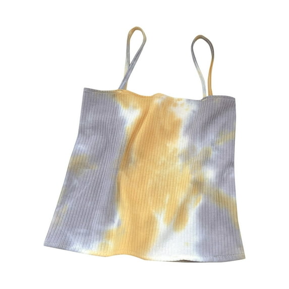 Gubotare Girl Tank Tops Summer Tank Tops for Girls Soft Camis Scoop Neck Undershirts Solid Sleeveless Undershirts for Toddler Girls (Yellow,10-16 Years)