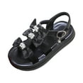 thumbnail image 1 of Gubotare Girl's Baby Toddler Flat Sandals with Bowknot Adjustable Ankle Strap Sandals Size 3 (Black,Big Kids 3), 1 of 9