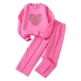 thumbnail image 1 of Gubotare Girls 2 Piece Outfits Long Sleeve Girls Sweatshirt Outfits Fashion Pullover Tracksuit Leggings Sweatpants 2 Piece Pant Sets 11-12 Years (Hot Pink,11-12 Years), 1 of 3
