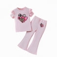 thumbnail image 1 of Gubotare Girls 2 Piece Pants Set Girls Clothes 2 Piece Outfit Short Sleeve Top + Cargo Pants Girls Spring and Summer Outfits Size 6-7 (Red,6-7 Years), 1 of 4