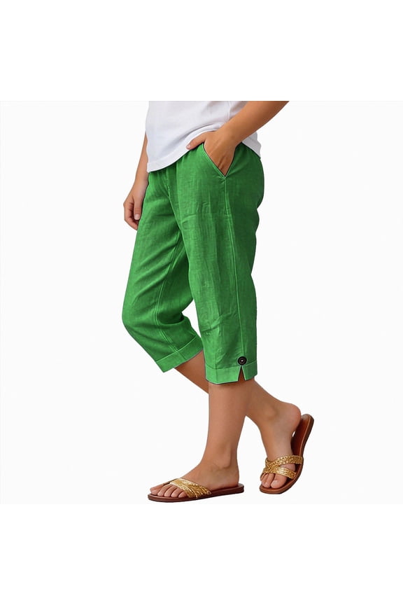 Girls Bermuda Shorts Elastic Waist Knee Length Drawstring Long Shorts Teen Kids Summer Casual Solid Size 11-12 (Green,11-12 Years)