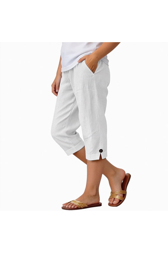 Girls Bermuda Shorts Elastic Waist Knee Length Drawstring Long Shorts Teen Kids Summer Casual Solid Size 11-12 (White,11-12 Years)