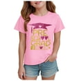 thumbnail image 1 of Gubotare Girls Blouses Dressy Girls' Shirt Puff Sleeves Loose Crewneck Summer Blouse Tee Tops (Pink,Size 5-6 Years), 1 of 4