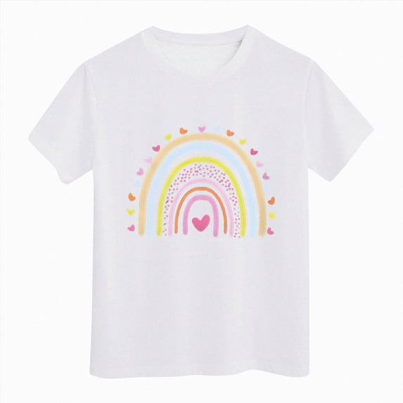 Gubotare Girls Blouses Short Sleeve Girls' Casual Short Sleeve T Shirts Kids' Loose Soft Tops Tees Blouses (White,12-13 Years)