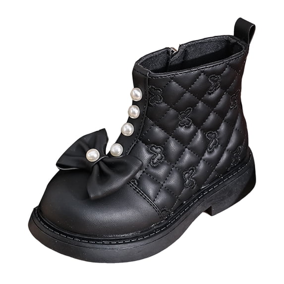 Gubotare Girls Boots Big Kids Girls Boots Ankle Boots for Girls with Zipper Short Booties Fashion Boots for Toddler/Little Kids Size 3 (Black,Big Kids 3)