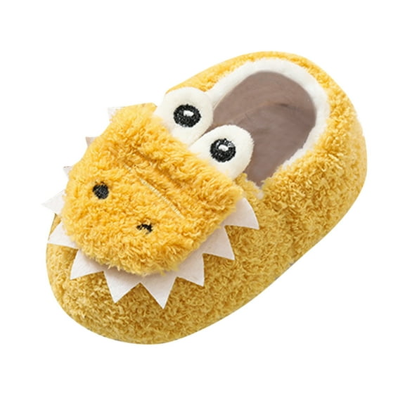 Gubotare Girls Boys Home Slippers Warm Dinosaur House Slippers for Toddler Winter Indoor shoes (Yellow,5.5)