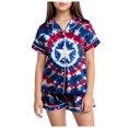 thumbnail image 1 of Gubotare Girls Button Down Pajamas Girls Pajamas Sets Summer Short Pjs Sleepwear Loungewear Clothes (Dark Blue,Size 8-9 Years), 1 of 4