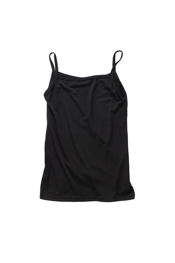 Girls Camisole Girls Tank Tops Soft Scoop Neck Undershirts Solid Sleeveless Undershirts for Toddler Girls 3T 4T (Black,3-4 Years)