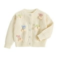 thumbnail image 1 of Gubotare Girls Cardigan Girls Cardigan Sweater Casual Casuals Toddler Long Sleeve Button Knit Sweaters Tops 2T 3T (White,2-3 Years), 1 of 5