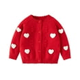 thumbnail image 1 of Gubotare Girls Cardigan Sweater Kids Boys Girls Knit Cardigan Button Down Long Sleeve Crewneck Open Front Sweater Toddler Soft Outwear Size 1T 2T (Red,1-2 Years), 1 of 3