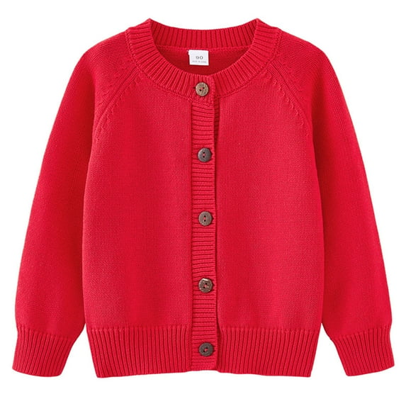 Gubotare Girls' Cardigans Baby Girl Boy Cardigan Long Sleeve Button Knit Sweater Knitwear Toddler Fall Winter Clothes Size 12 24 Months (Red,12-24 Months)