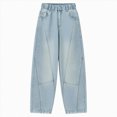 thumbnail image 1 of Gubotare Girls Cargo Jeans Girl's Denim Pants High Waisted Straight Leg Jeans with Pockets Size 6-7 (Blue,6-7 Years), 1 of 8