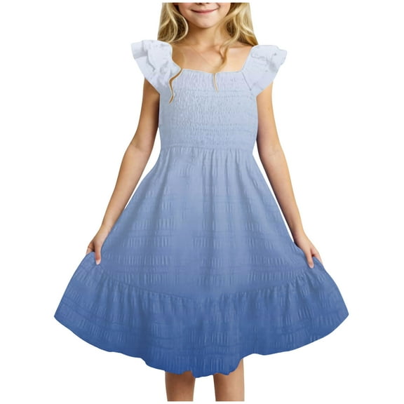 Gubotare Girls Casual Dress Baby Girls' and Toddler Short Sleeve Polo Dress Drop Waist (Blue,Size 7-8 Years)