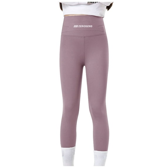 Gubotare Girls Clothes Girls Black Athletic Leggings, Printed Ankle Length High Waisted Yoga Pants for Kids Teen (Purple,Size 4-5 Years)