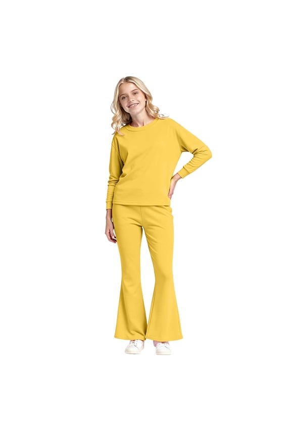 Girls Clothes Girls Trendy Outfits Girls Clothes 2 Piece Outfit T-Shirt Top + Cargo Pants, Girls Fall Clothing Set Size 8-9 (Yellow,8-9 Years)